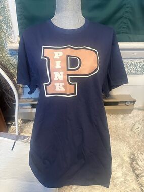 PINK Victoria's Secret Navy Crewneck Top with White Label
